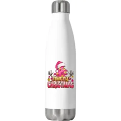 Pink Merry Christmas Stainless Steel Water Bottle