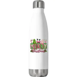 Pink Christmas Vibes Stainless Steel Water Bottle