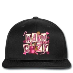 Pink Christmas Warm And Cozy With Hot Chocolate Printed Hat