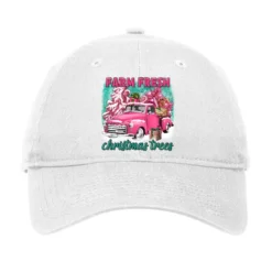 Pink Farm Fresh Christmas Trees Truck Adjustable Cap