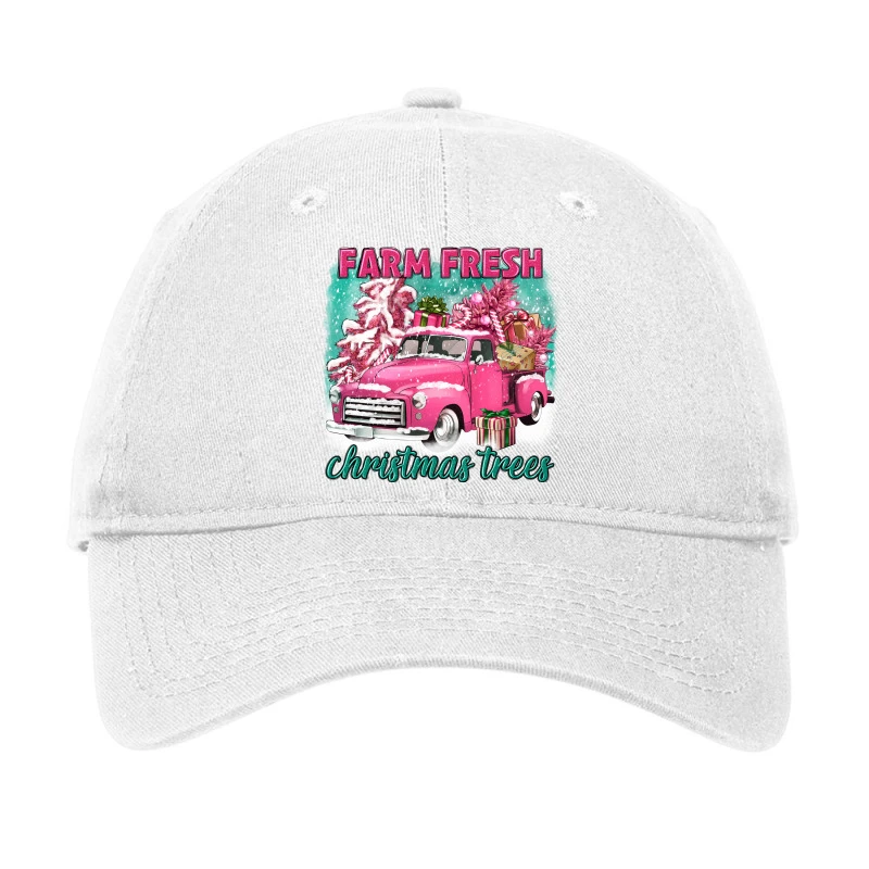 Pink Farm Fresh Christmas Trees Truck Adjustable Cap 1 Pink Farm Fresh Christmas Trees Truck Adjustable Cap