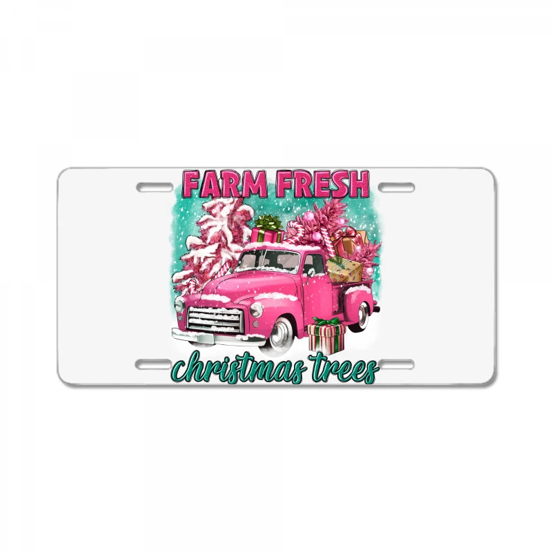Pink Farm Fresh Christmas Trees Truck License Plate 1 Pink Farm Fresh Christmas Trees Truck License Plate