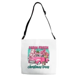 Pink Farm Fresh Christmas Trees Truck Adjustable Strap Totes