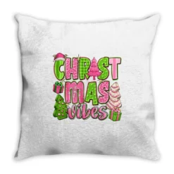 Pink Merry Christmas Trees Throw Pillow