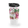 Pink Christmas Hot Chocolate Coffee Cup With Santa Travel Mug