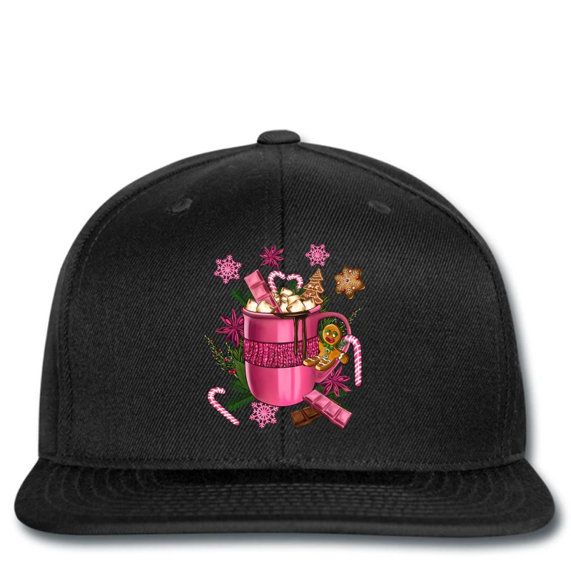 Pink Christmas Hot Chocolate Coffee Cup Printed Hat 1 Pink Christmas Hot Chocolate Coffee Cup Printed Hat