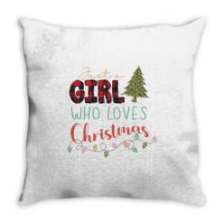 Just A Girl Who Loves Christmas Svg Throw Pillow
