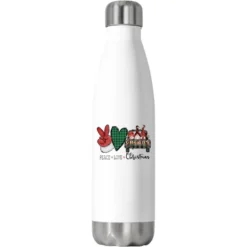 Peace Love Christmas Sublimation Stainless Steel Water Bottle