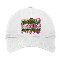 Pink Christmas Teacher Adjustable Cap