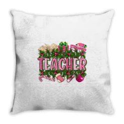 Pink Christmas Teacher Throw Pillow