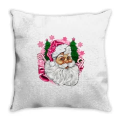 Pink Christmas Santa Claus Throw Pillow