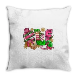 Pink Christmas Elf Throw Pillow