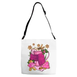 Pink Christmas Coffee Drink Adjustable Strap Totes