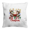 My First Christmas With Reindeer Throw Pillow