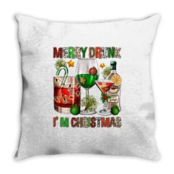 Merry Drunk I'm Christmas Throw Pillow