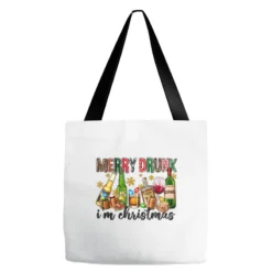 Merry Drunk I'm Christmas With Alcohol Tote Bags