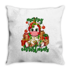 Merry Christmas Unicorn Throw Pillow