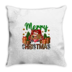 Merry Christmas With Truck Throw Pillow