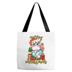 Merry Christmas Hippopotamus Tote Bags