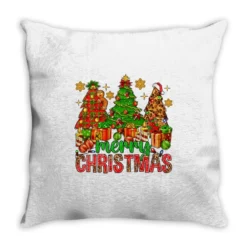 Merry Christmas And Christmas Trees Throw Pillow