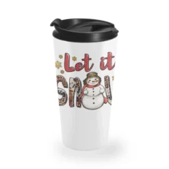Let It Snow Christmas Snowman Travel Mug
