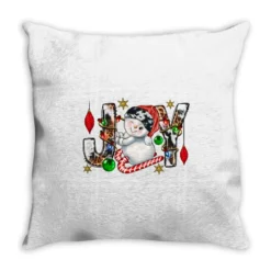 Christmas Joy With Snowman Throw Pillow