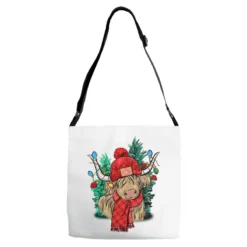 Red Christmas Long Haired Cow Adjustable Strap Totes