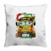 Merry Christmas School Bus And Gift Boxes Throw Pillow