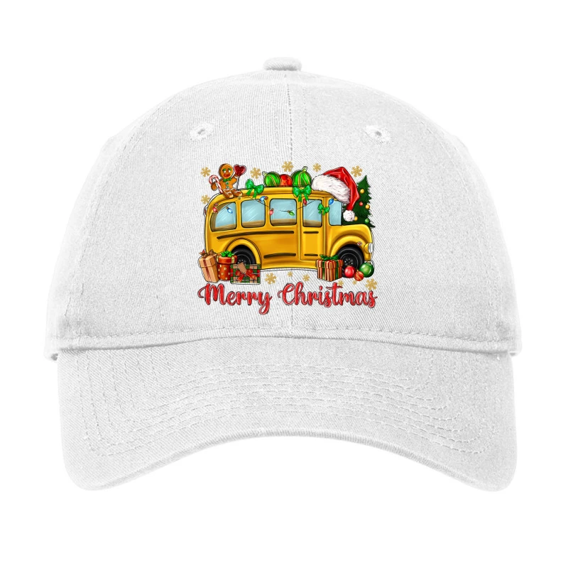 Merry Christmas School Bus Adjustable Cap 1 Merry Christmas School Bus Adjustable Cap