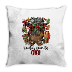 Afro Messy Bun Christmas Gigi Throw Pillow