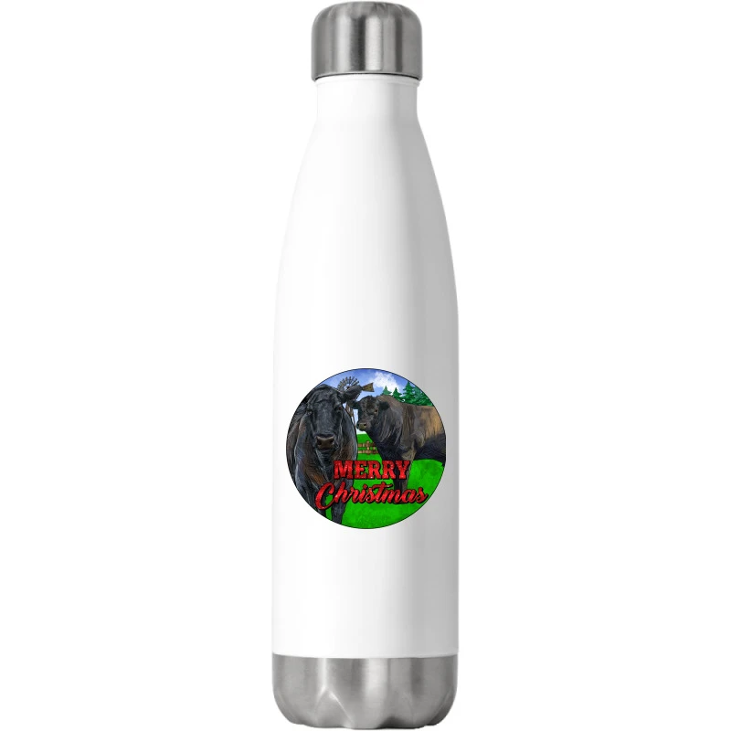Black Angus Cattle And Bull Merry Christmas Stainless Steel Water Bottle 1 Black Angus Cattle And Bull Merry Christmas Stainless Steel Water Bottle