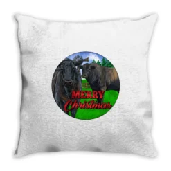 Black Angus Cattle And Bull Merry Christmas Throw Pillow