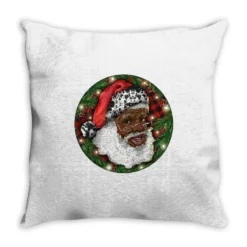 African American Santa Christmas Throw Pillow