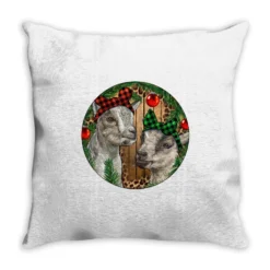 Baby Goats Christmas Throw Pillow