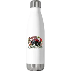 Merry Christmas Monster Truck Stainless Steel Water Bottle