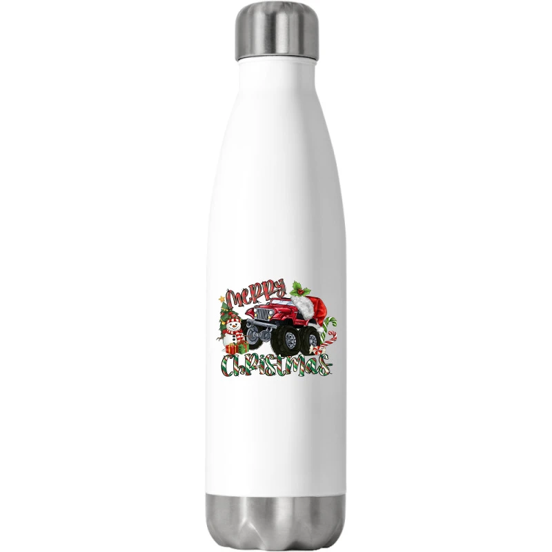 Merry Christmas Monster Truck Stainless Steel Water Bottle 1 Merry Christmas Monster Truck Stainless Steel Water Bottle