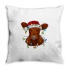 Christmas Baby Red Angus Calf With Lights Throw Pillow
