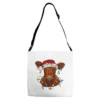 Christmas Baby Red Angus Calf With Lights Adjustable Strap Totes