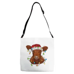 Christmas Baby Red Angus Calf With Lights Adjustable Strap Totes