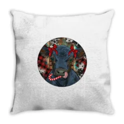 Black Angus Calf Christmas Throw Pillow