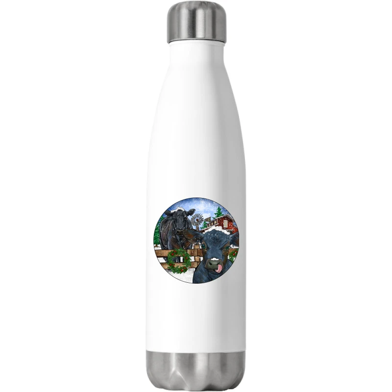Black Angus Cattle And Calf Christmas Stainless Steel Water Bottle 1 Black Angus Cattle And Calf Christmas Stainless Steel Water Bottle