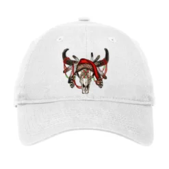 Western Christmas Bull Skull Adjustable Cap