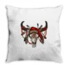 Western Christmas Bull Skull Throw Pillow