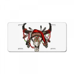 Western Christmas Bull Skull License Plate