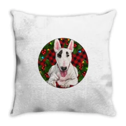 Christmas Bull Terrier Throw Pillow