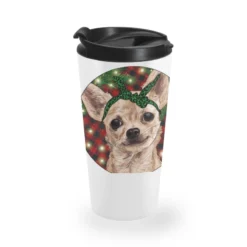 Christmas Chihuahua With Buffalo Plaid Travel Mug
