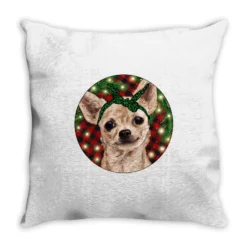 Christmas Chihuahua With Buffalo Plaid Throw Pillow