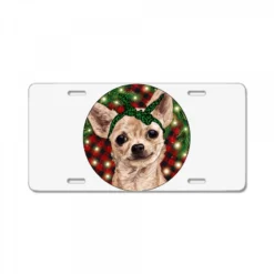 Christmas Chihuahua With Buffalo Plaid License Plate