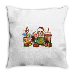 Christmas Coffee Cups With Beagle Throw Pillow