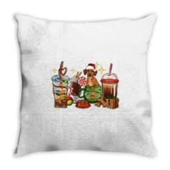 Christmas Coffee Cups With Dachshund Throw Pillow
